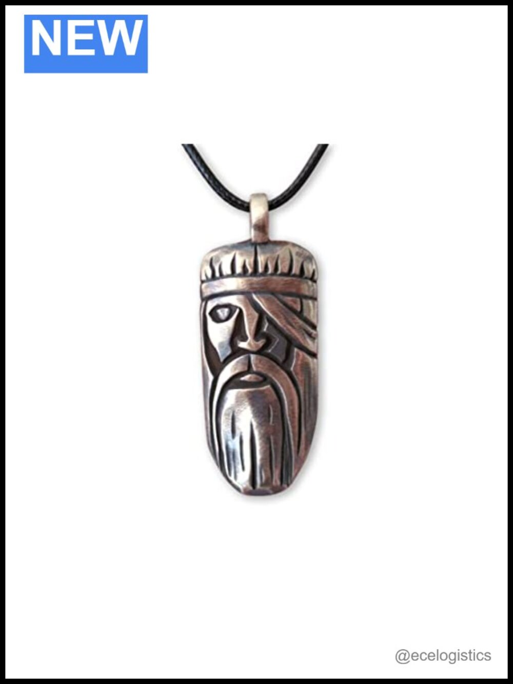 Odin Viking Brass Pendant Necklace Adjustable Cord Norse Amulet